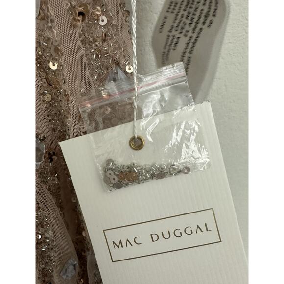 New Mac Duggal Pink Sequined Spaghetti V-Neck Tulle Dress 93566 Size 8 - Picture 9 of 15